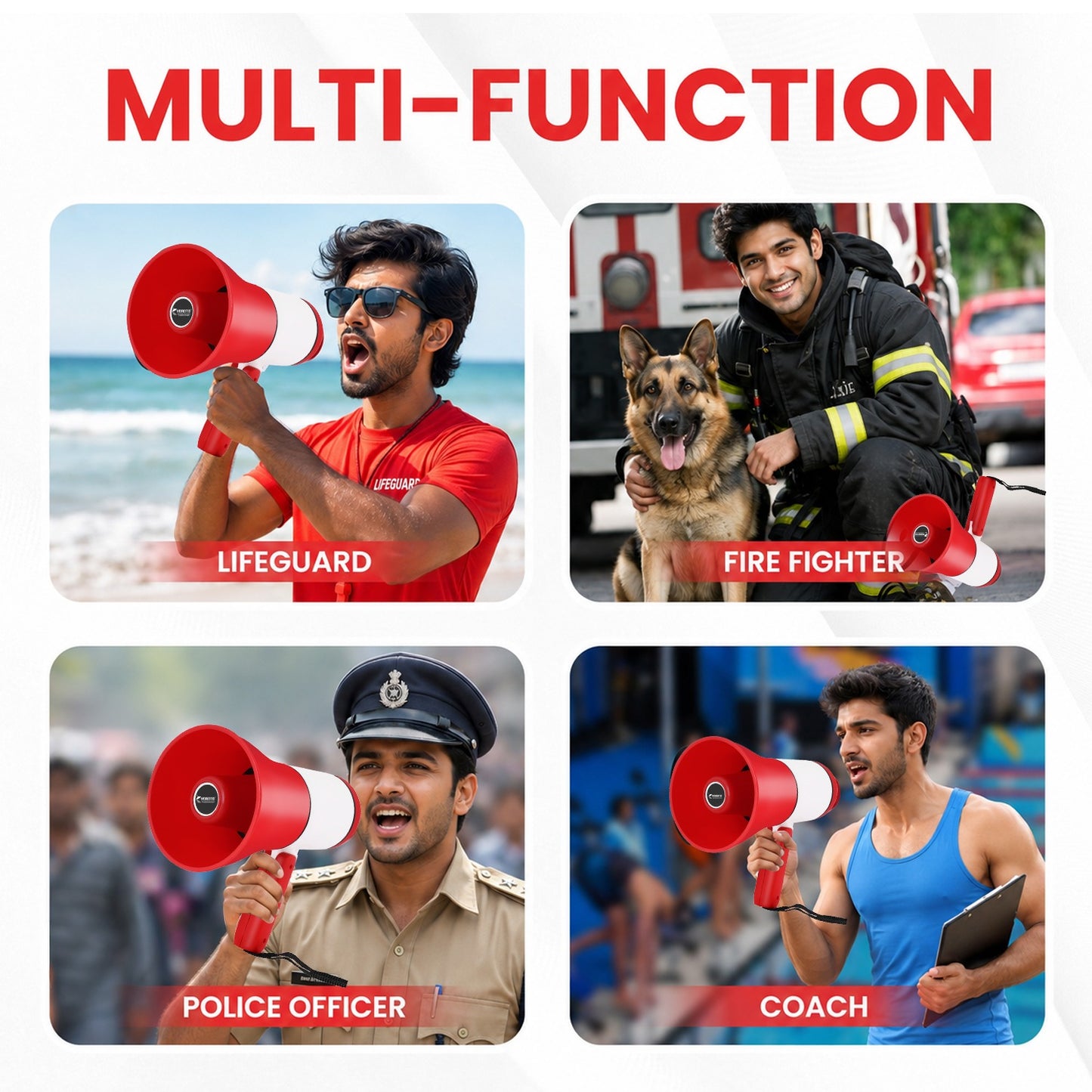 Handheld Megaphone Speaker with Mic Type-C Voice Changer Siren Loud 8.0