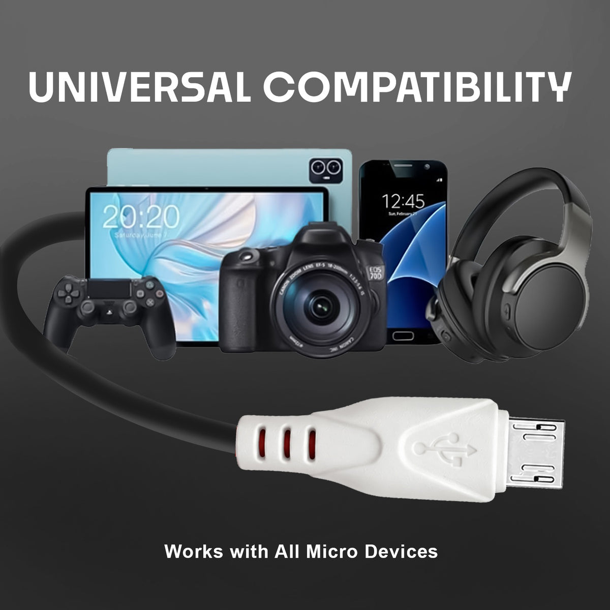 45W Fast Charging USB to V8 Cable | 1.2m Data & Charging Cable | Soroo SR-DT21V8 – Black