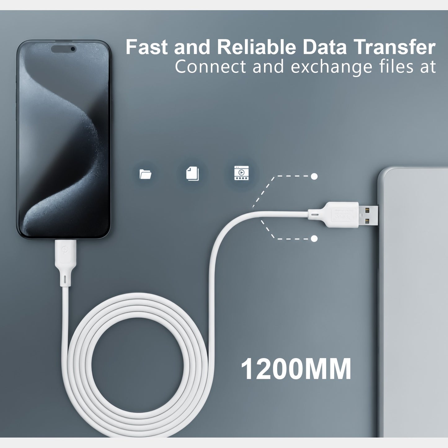 USB to Type-C Data Cable | 24W Fast Charging, 1.2m Length SoRoo SR-DT-RED-TC White