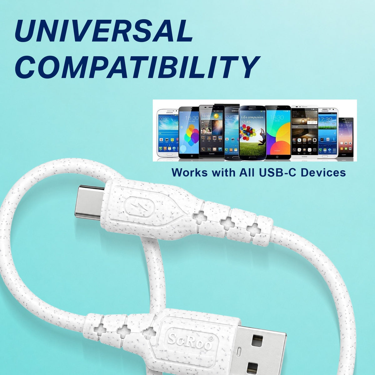 USB to Type-C Data Cable | 3.0A Fast Charging & 1.2m Length SoRoo SR-DT13 White