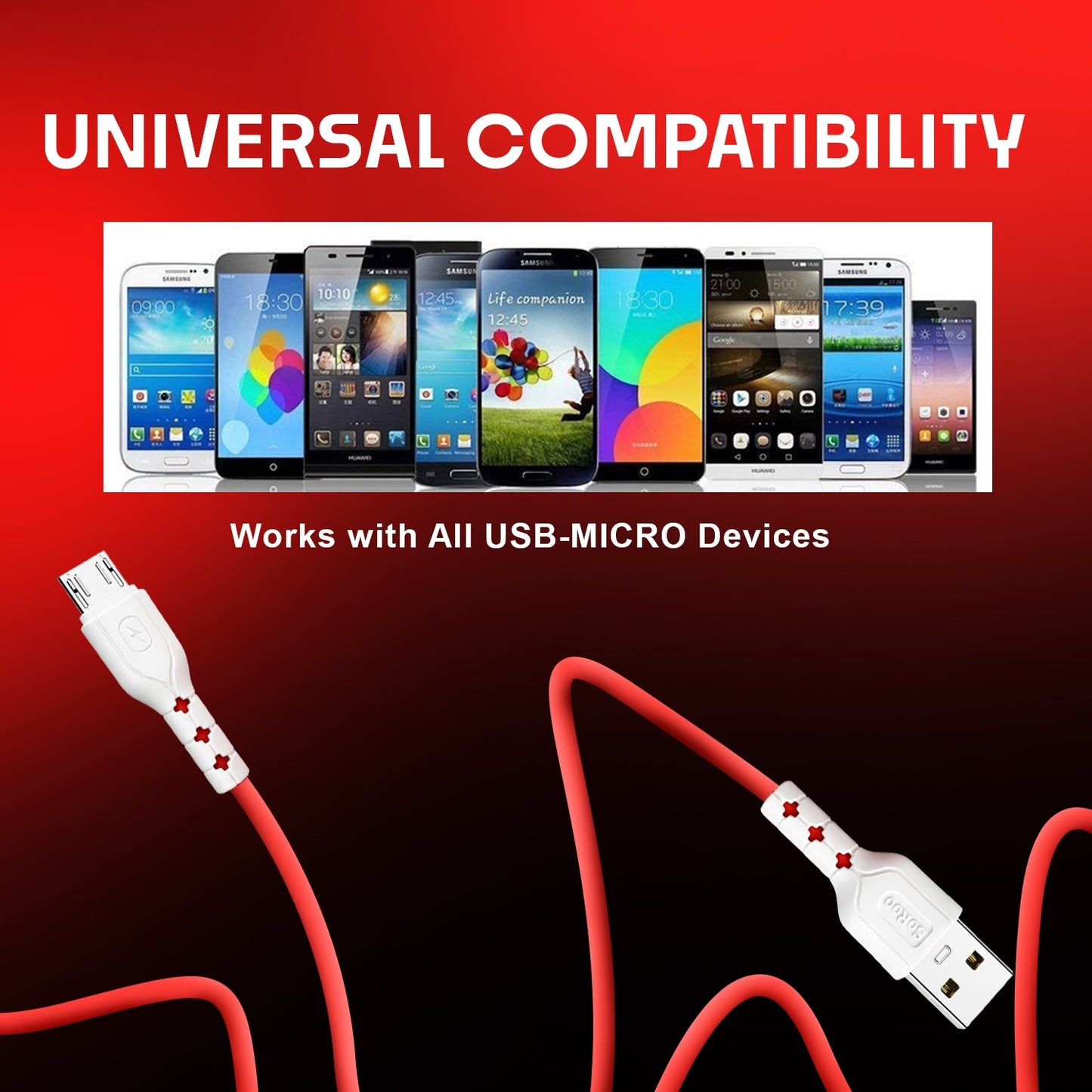V8 Cable 45W Fast Charging USB to Micro USB Cable | SoRoo SR-DT18V8