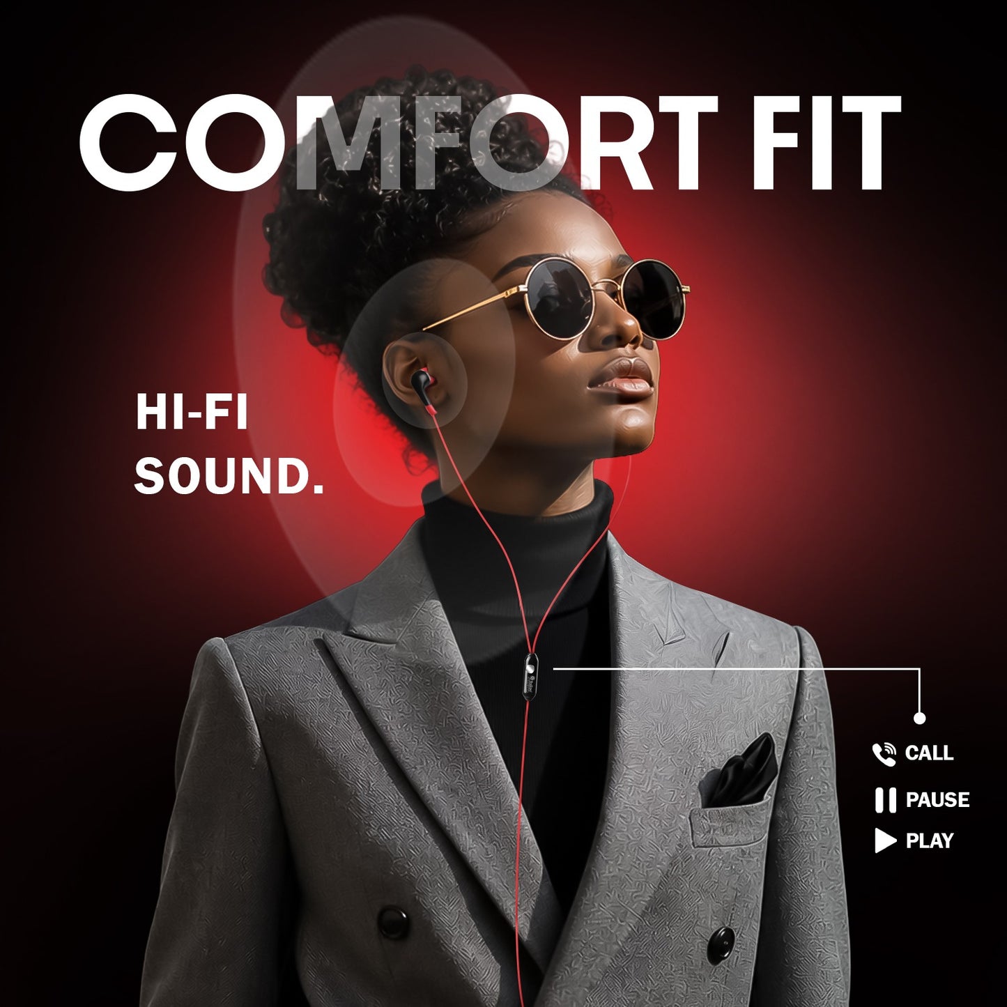 Wired Earphone with AUX Jack, Mic Hi-Fi Stereo Sound Noise Cancellation Black SoRoo X-185