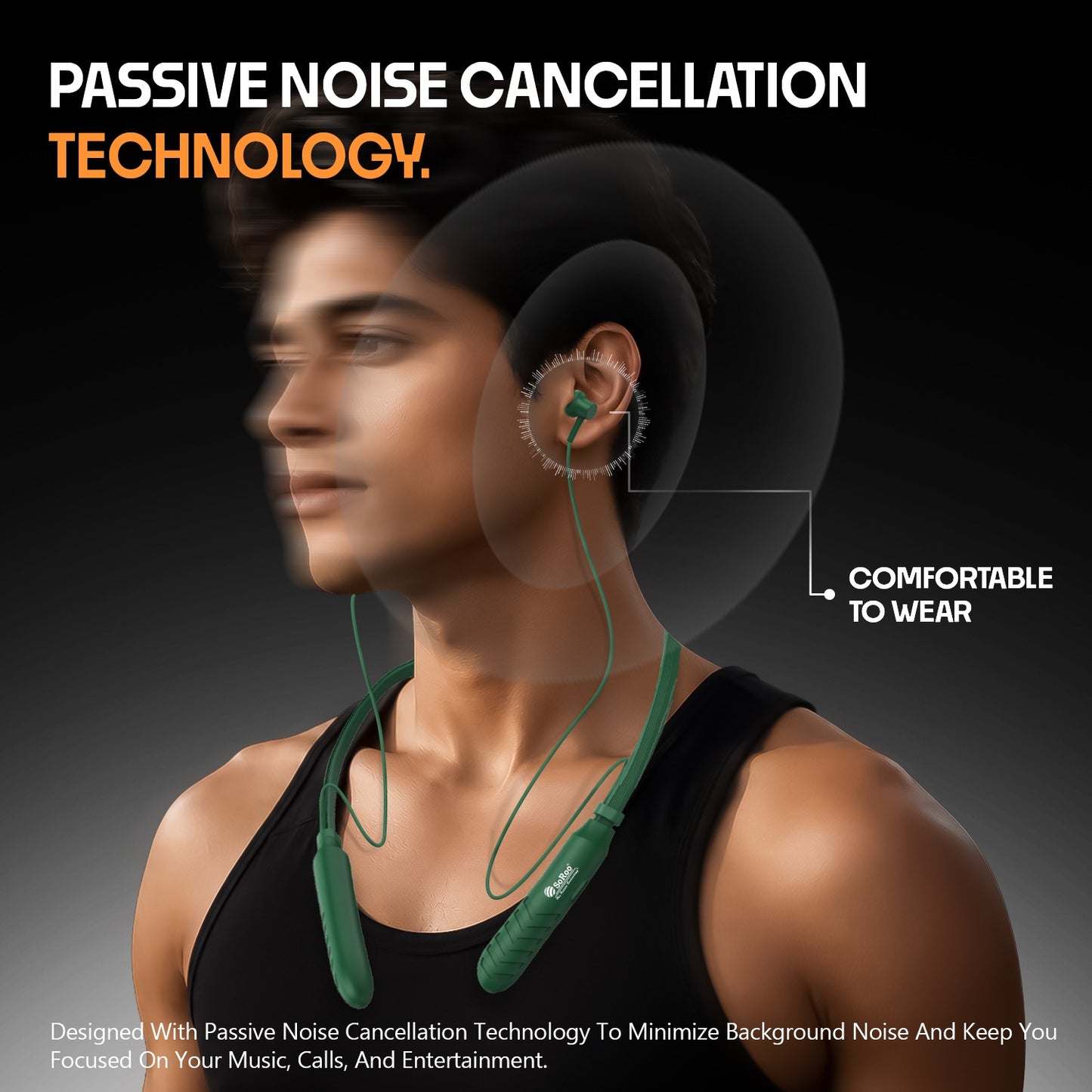 Wireless Bluetooth Neckband Deep Bass ENC Fast Charging Soroo Dhoom 6 Bluetooth Earphones