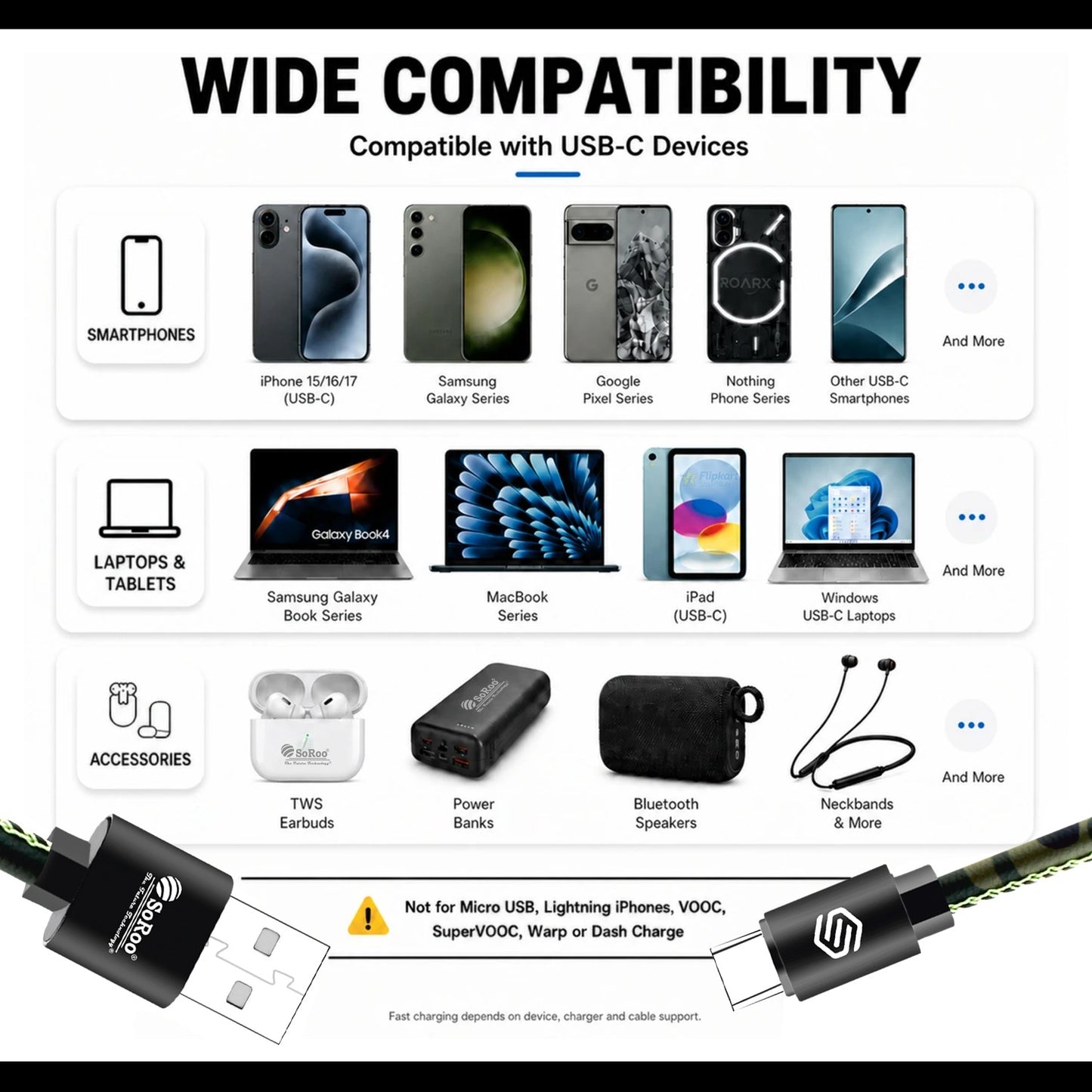 USB to Type-C Data Cable | 45W Fast Charging & Sync Cable Soroo SR-DT3