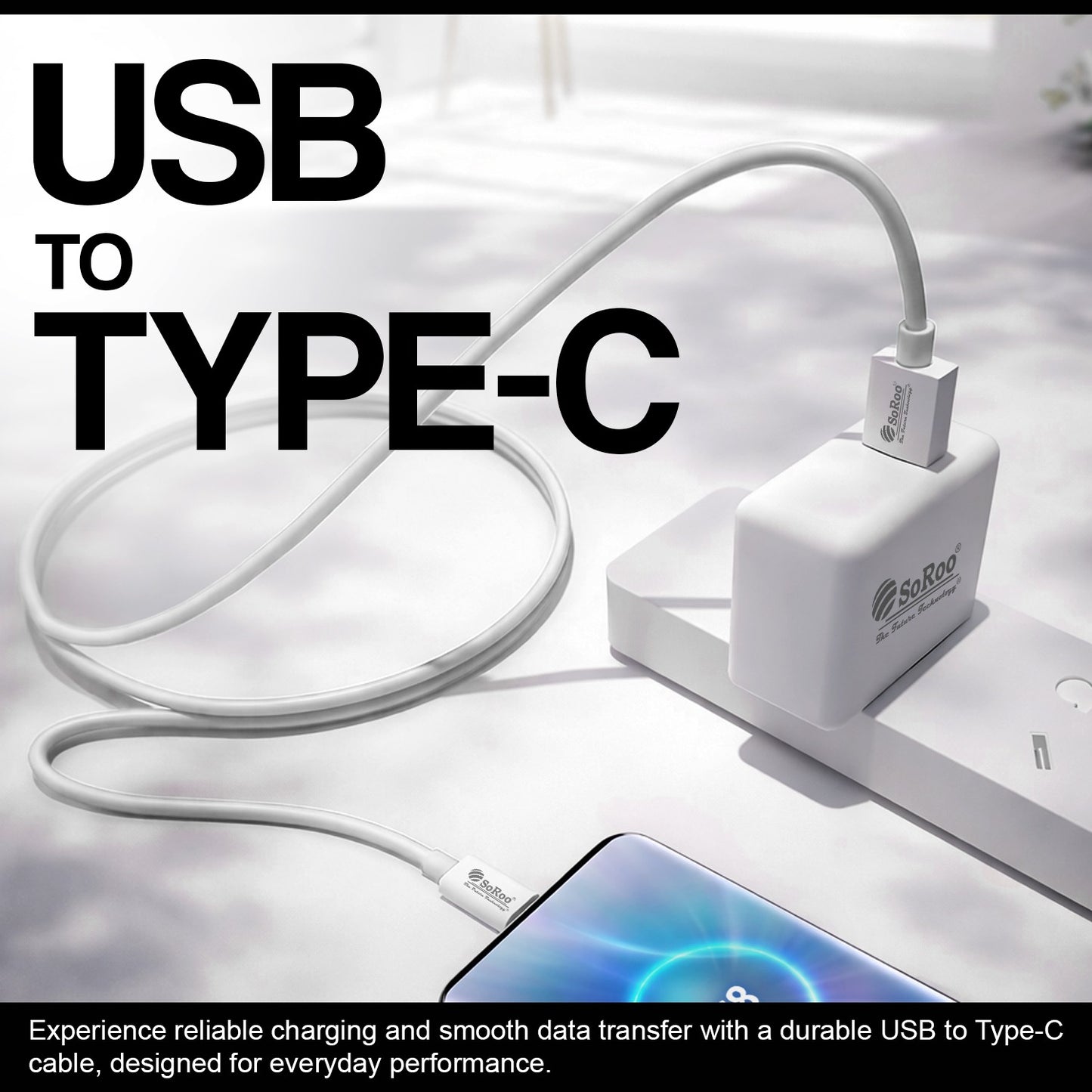 USB to Type-C Data Cable | 80W Fast Charging, 1.2 Meter Cable Soroo SR-DT4