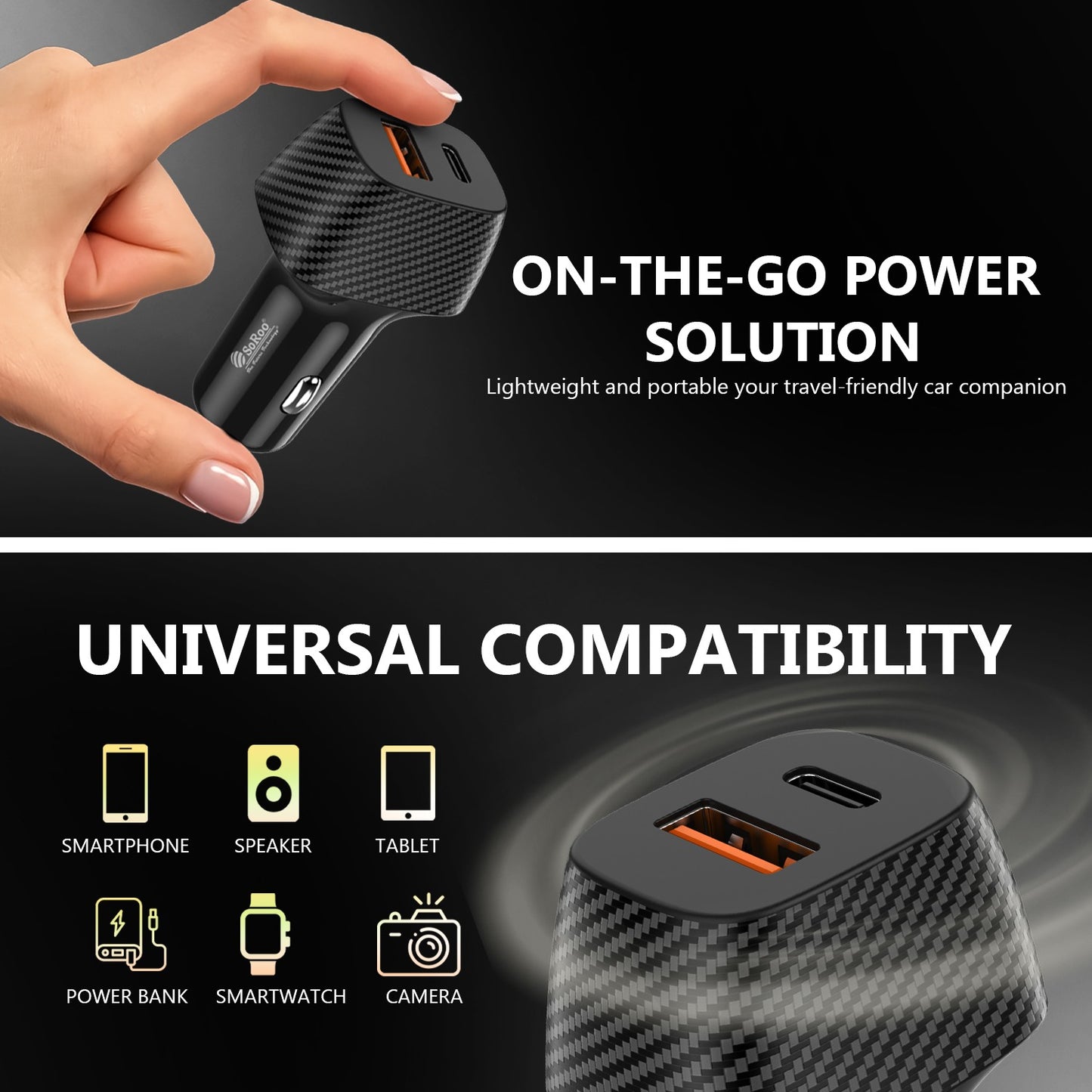 Car Charger | 90W Fast Charging Type-C PD + USB Dual Output Soroo SR C-22