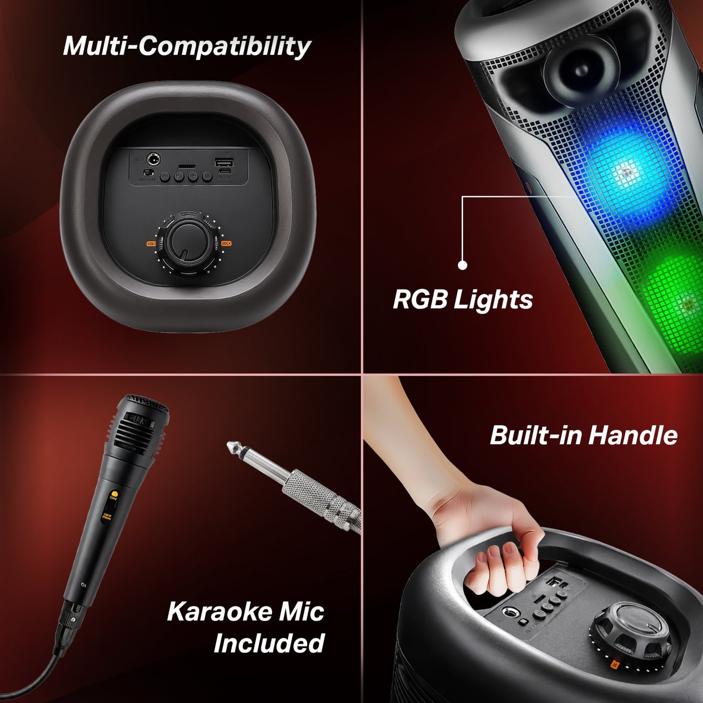 Wireless Party Speaker 60W – RGB Lights & Karaoke Mic YOROTO YO-J30