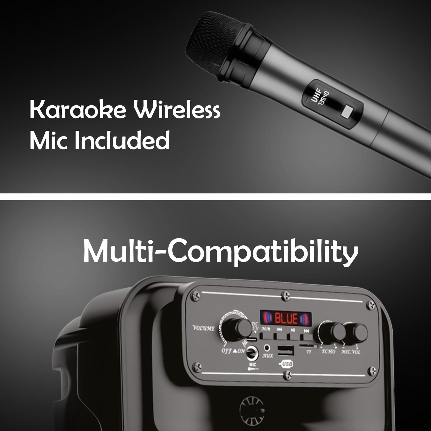 Wireless Bluetooth Speaker | 30W Sound, 4 Hours Playback, Wireless Karaoke Mic & TWS Yoroto J-22