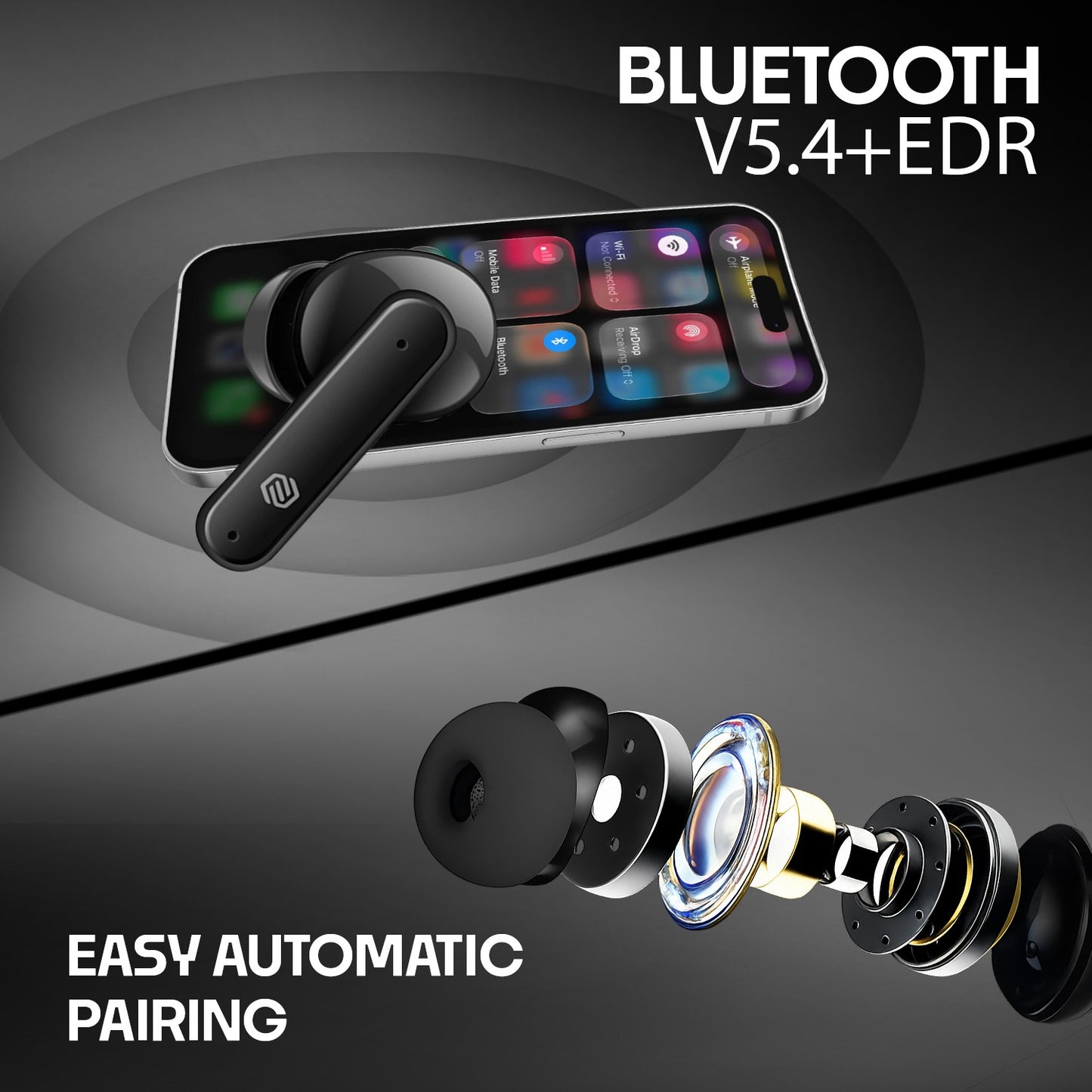 Earbuds Bluetooth 5.4 AI ENC 48Hr SoRoo BUDS20 Black
