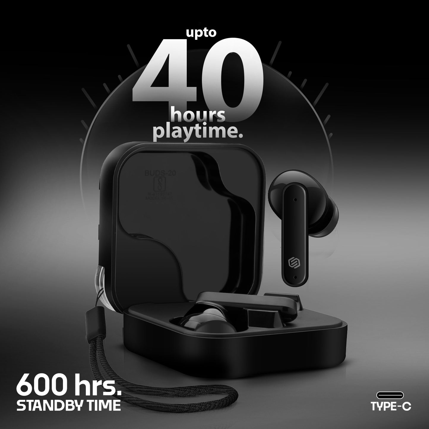 Earbuds Bluetooth 5.4 AI ENC 48Hr SoRoo BUDS20 Black