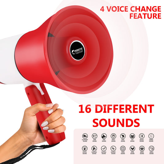 Handheld Megaphone Speaker with Mic Type-C Voice Changer Siren Loud 8.0