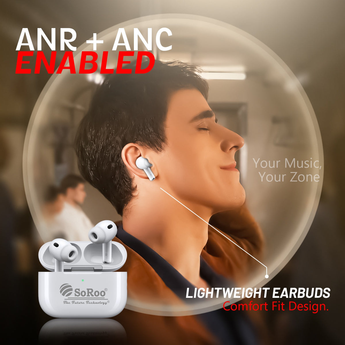 Wireless Bluetooth Earbuds | 42 Hours Playtime & Type-C Charging | Soroo SR-BEATPODS-IPN – White