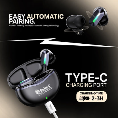 Wireless TWS Bluetooth Earbuds | 48 Hours Playtime, Type-C Charging & 2–3 Hours Charging | Soroo SR-BUDS39 – Black/White/Golden