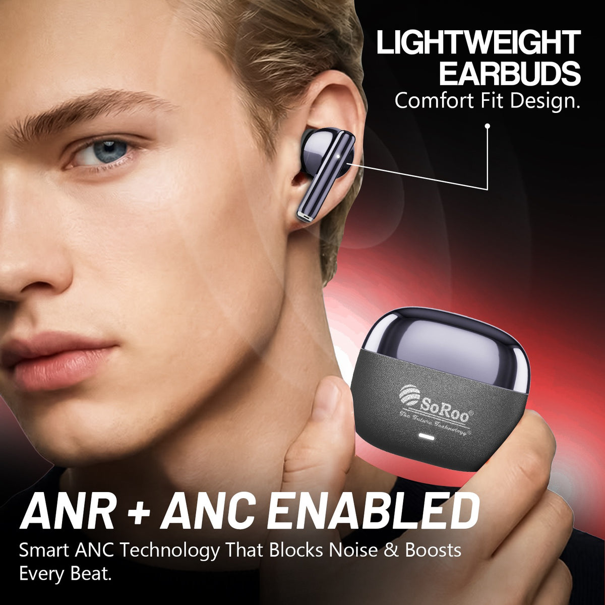Wireless TWS Earbuds | Bluetooth Wireless Earphones | Soroo SR-BUDS42 – Black/Orange/Purple/Golden