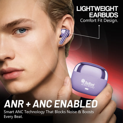 Wireless TWS Earbuds | Bluetooth Wireless Earphones | Soroo SR-BUDS42 – Black/Orange/Purple/Golden