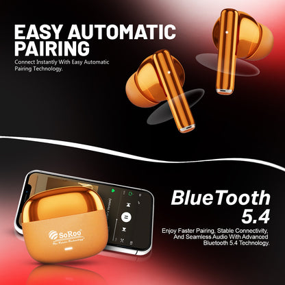 Wireless TWS Earbuds | Bluetooth Wireless Earphones | Soroo SR-BUDS42 – Black/Orange/Purple/Golden