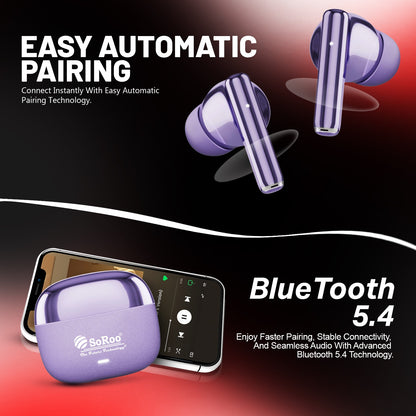 Wireless TWS Earbuds | Bluetooth Wireless Earphones | Soroo SR-BUDS42 – Black/Orange/Purple/Golden
