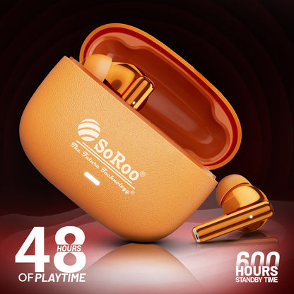Wireless TWS Earbuds | Bluetooth Wireless Earphones | Soroo SR-BUDS42 – Black/Orange/Purple/Golden