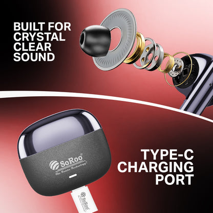 Wireless TWS Earbuds | Bluetooth Wireless Earphones | Soroo SR-BUDS42 – Black/Orange/Purple/Golden