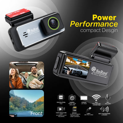 Car Dash Camera with Night Vision | Parking Monitor, Motion Detection & App Live View | Soroo SR-DCAM6 – Black