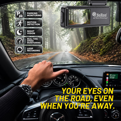 Car Dash Camera with Night Vision | Parking Monitor, Motion Detection & App Live View | Soroo SR-DCAM6 – Black