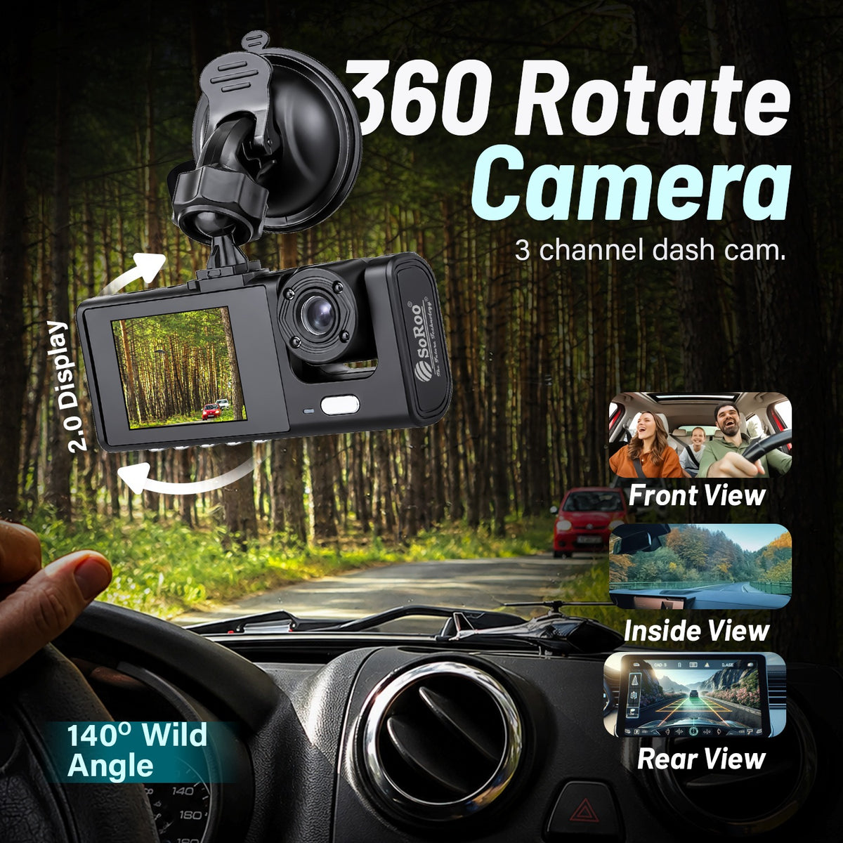 Car Dash Camera | 140° Wide Angle Lens with G-Sensor | Soroo SR-DCAM7 – Black