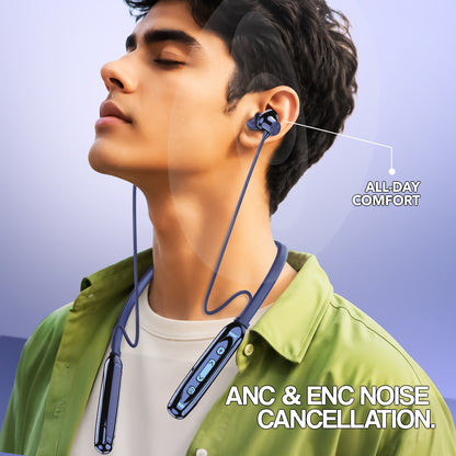 Wireless Neckband Earphones | 100 Hours Playtime, Bluetooth 5.4 & Type-C | Soroo SR-IBAND49 – Black/Green