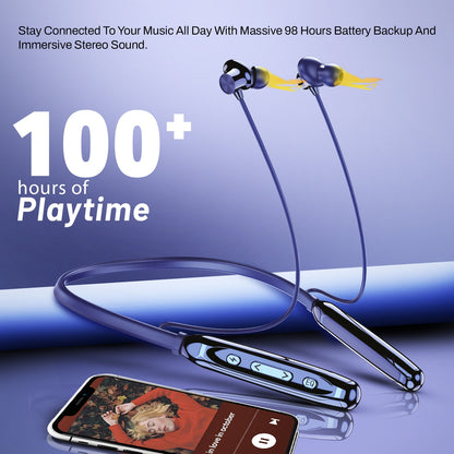 Wireless Neckband Earphones | 100 Hours Playtime, Bluetooth 5.4 & Type-C | Soroo SR-IBAND49 – Black/Green