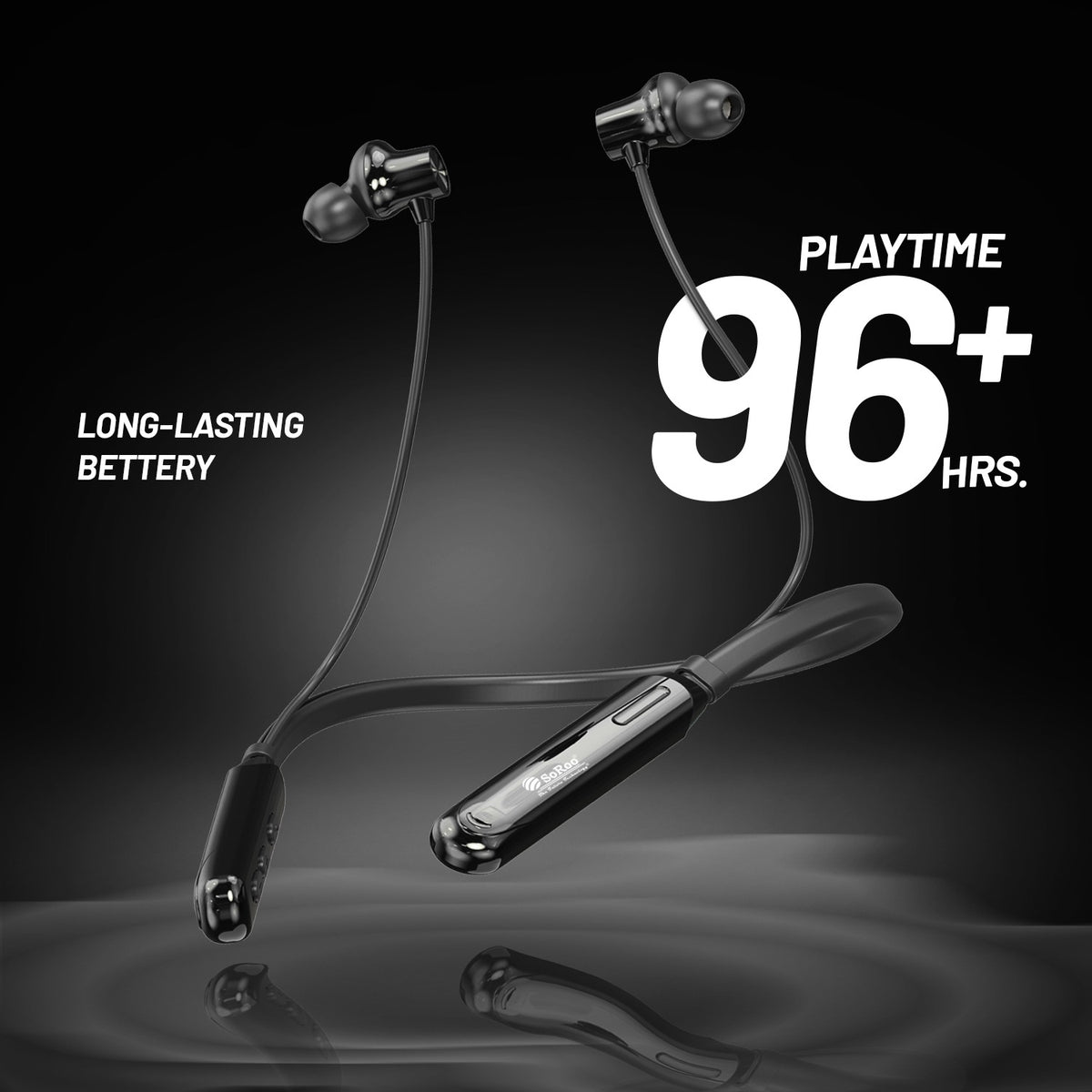 Wireless Neckband Earphones | 96+ Hours Playtime | Soroo SR-IBAND54 – Black/Green