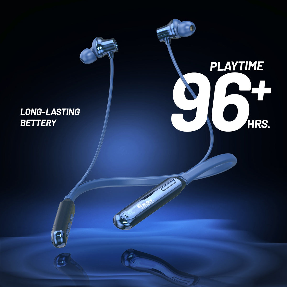 Wireless Neckband Earphones | 96+ Hours Playtime | Soroo SR-IBAND54 – Black/Green