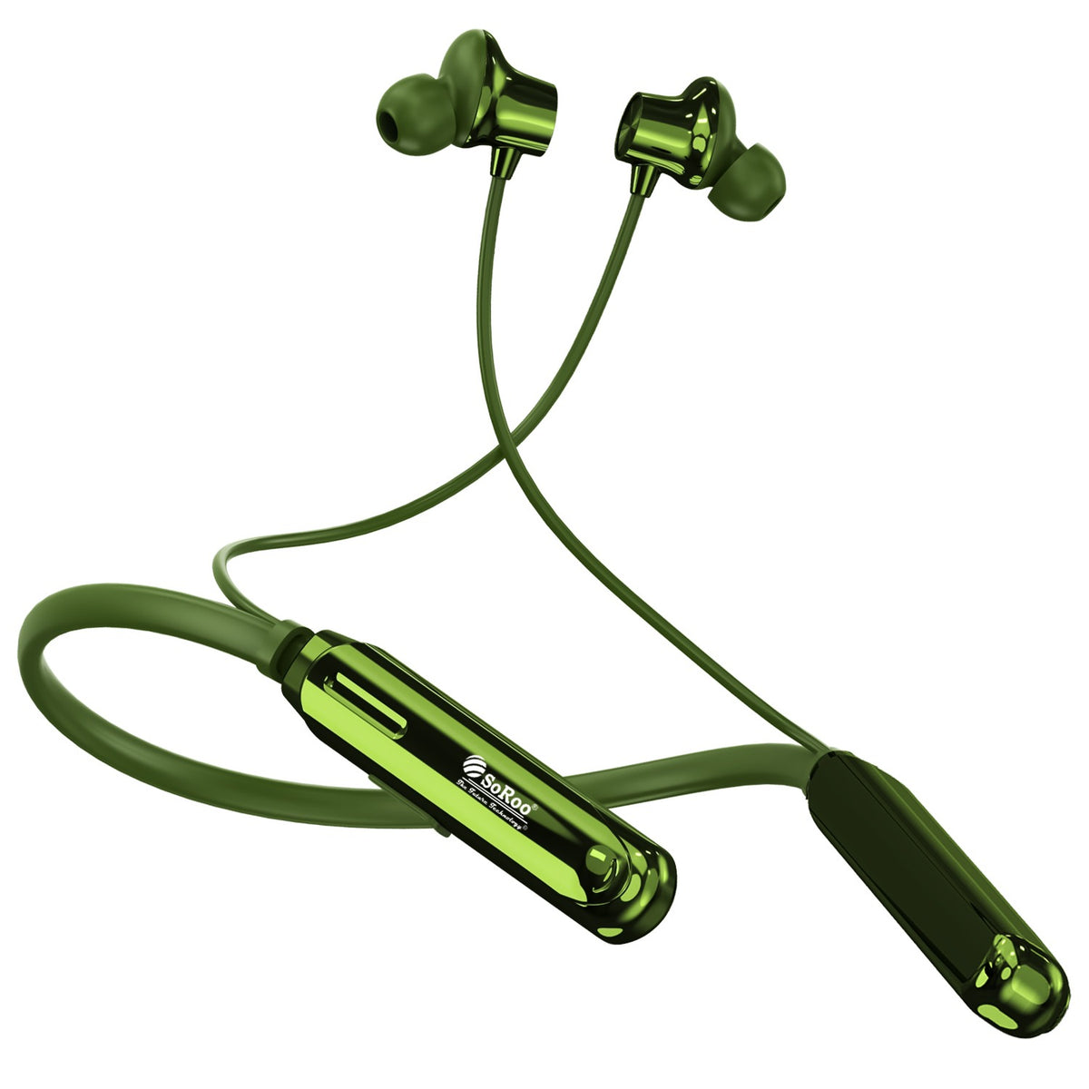 Wireless Neckband Earphones | 96+ Hours Playtime | Soroo SR-IBAND54 – Black/Green