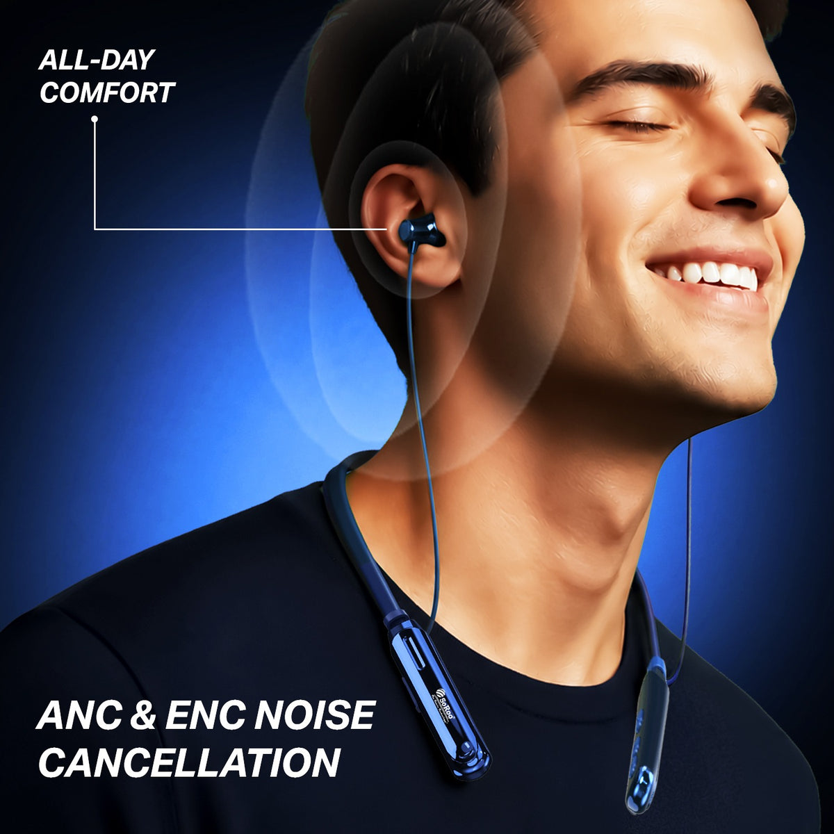 Wireless Neckband Earphones | 96+ Hours Playtime | Soroo SR-IBAND54 – Black/Green