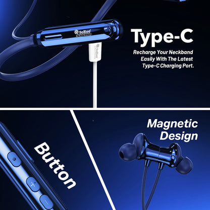 Wireless Neckband Earphones | 96+ Hours Playtime | Soroo SR-IBAND54 – Black/Green