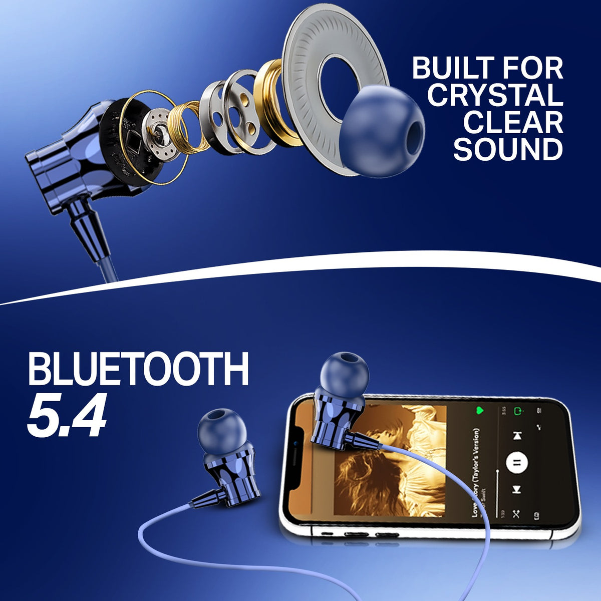Wireless Neckband Earphones | Bluetooth Wireless Earphones | Soroo SR-IBAND58 – Black/Blue/Green