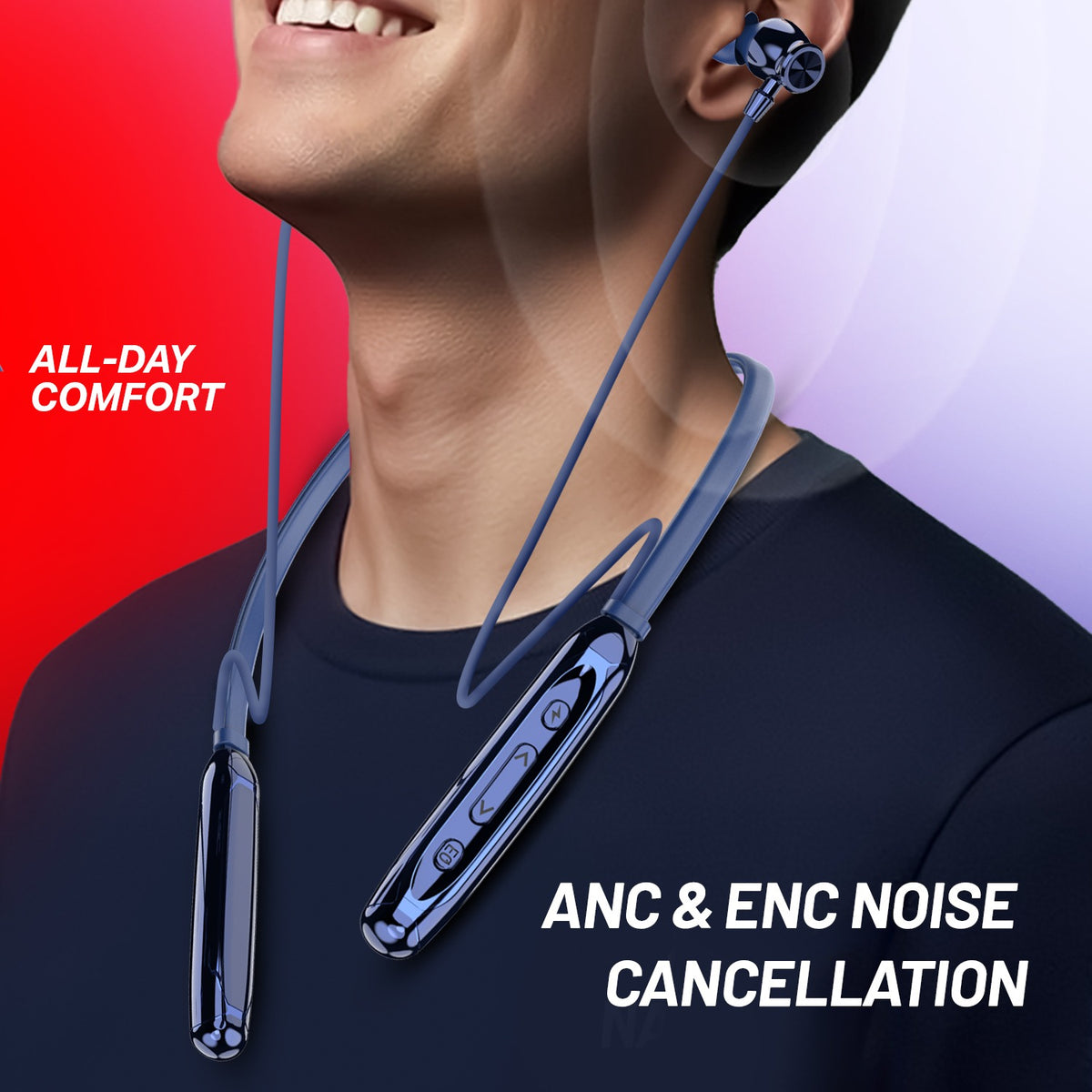 Wireless Neckband Earphones | 100+ Hours Playtime & 4 EQ Modes | Soroo SR-IBAND59 – Blue/Black/Green