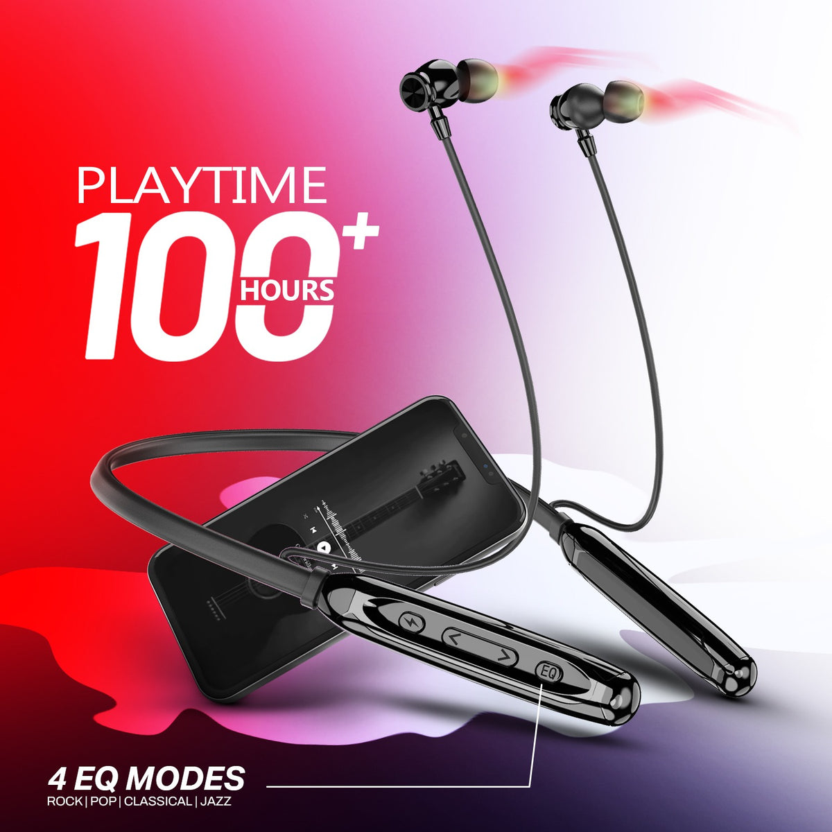 Wireless Neckband Earphones | 100+ Hours Playtime & 4 EQ Modes | Soroo SR-IBAND59 – Blue/Black/Green