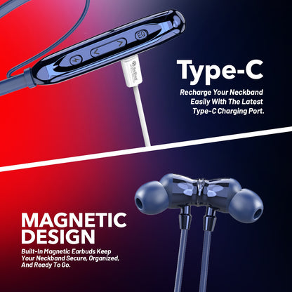 Wireless Neckband Earphones | 100+ Hours Playtime & 4 EQ Modes | Soroo SR-IBAND59 – Blue/Black/Green
