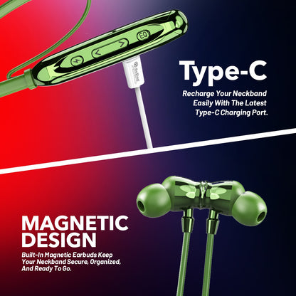 Wireless Neckband Earphones | 100+ Hours Playtime & 4 EQ Modes | Soroo SR-IBAND59 – Blue/Black/Green