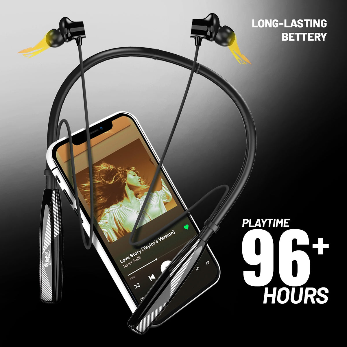 Wireless Neckband Earphones | 96+ Hours Playtime | Soroo SR-IBAND60 – Green/Blue/Black