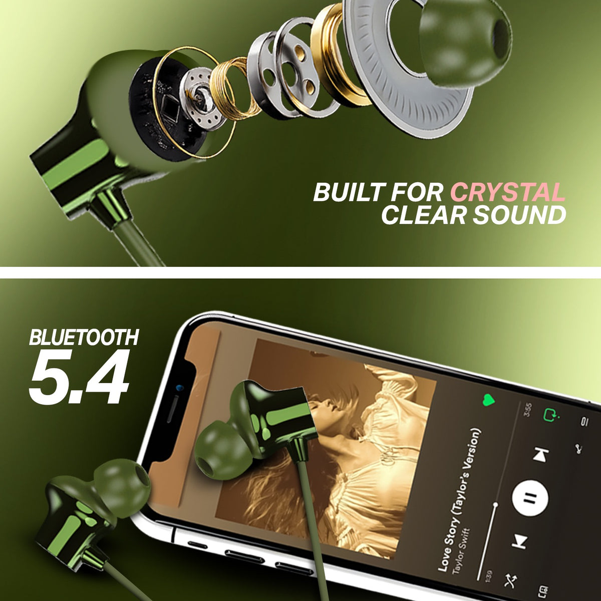 Wireless Neckband Earphones | 96+ Hours Playtime | Soroo SR-IBAND60 – Green/Blue/Black