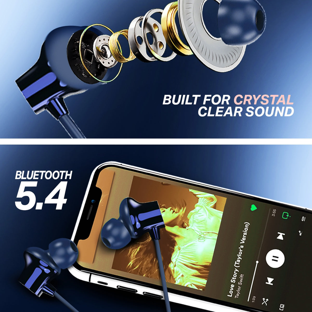 Wireless Neckband Earphones | 96+ Hours Playtime | Soroo SR-IBAND60 – Green/Blue/Black