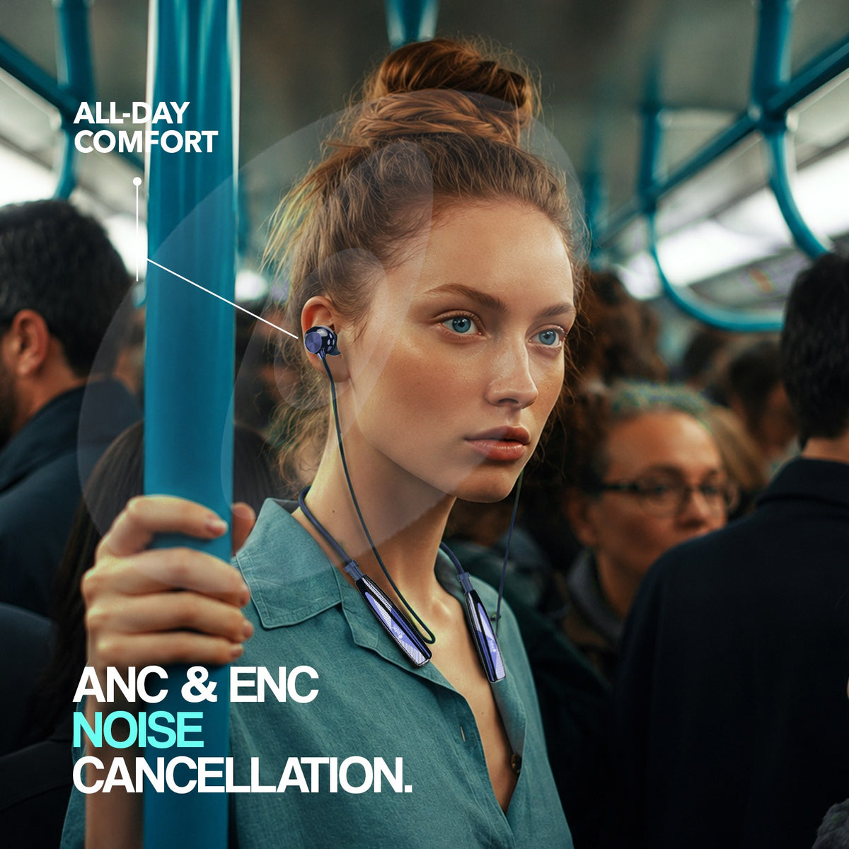 Wireless Neckband Earphones | 96+ Hours Playtime | Soroo SR-IBAND60 – Green/Blue/Black