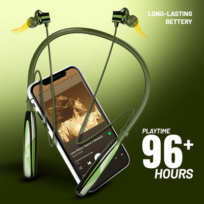Wireless Neckband Earphones | 96+ Hours Playtime | Soroo SR-IBAND60 – Green/Blue/Black