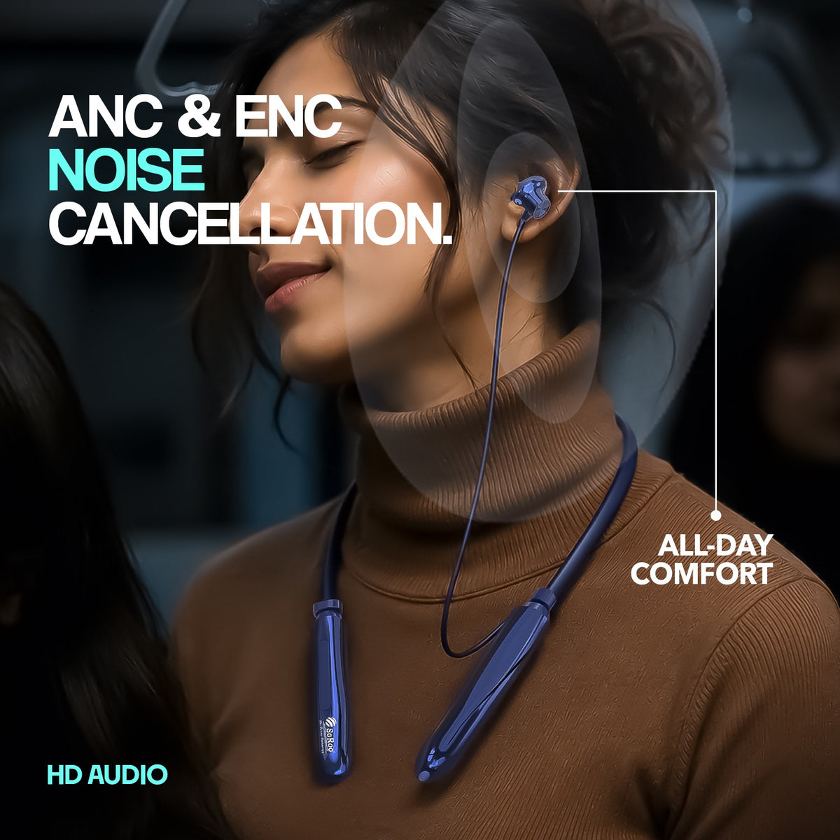 Wireless Neckband Earphones | 98+ Hours Playtime | Soroo SR-IBAND61 – Green/Blue/Black
