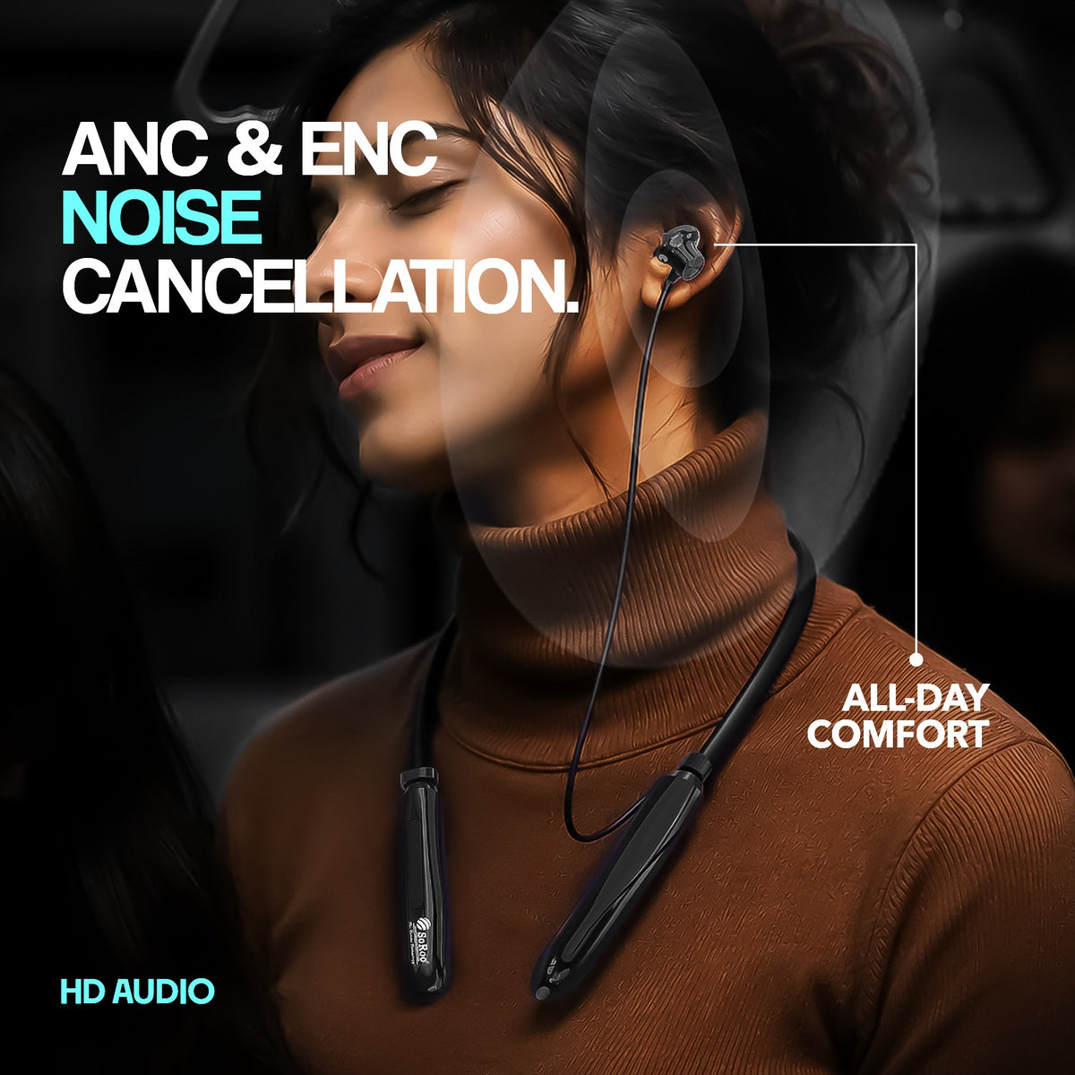 Wireless Neckband Earphones | 98+ Hours Playtime | Soroo SR-IBAND61 – Green/Blue/Black