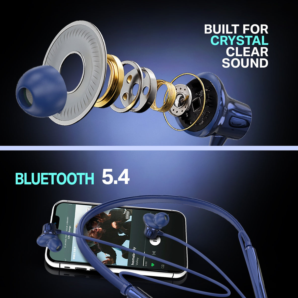 Wireless Neckband Earphones | 98+ Hours Playtime | Soroo SR-IBAND61 – Green/Blue/Black