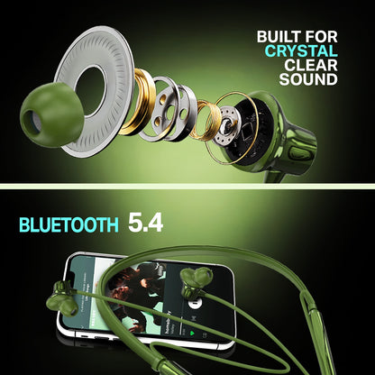 Wireless Neckband Earphones | 98+ Hours Playtime | Soroo SR-IBAND61 – Green/Blue/Black
