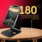 Adjustable Foldable Phone Stand | 180° Rotation, 0–90° Adjustable Angle & Strong Grip | Soroo SR-PHONEHOLDER-STN – Black