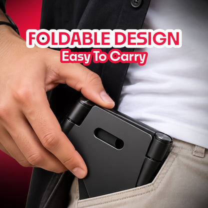 Adjustable Foldable Phone Stand | 180° Rotation, 0–90° Adjustable Angle & Strong Grip | Soroo SR-PHONEHOLDER-STN – Black