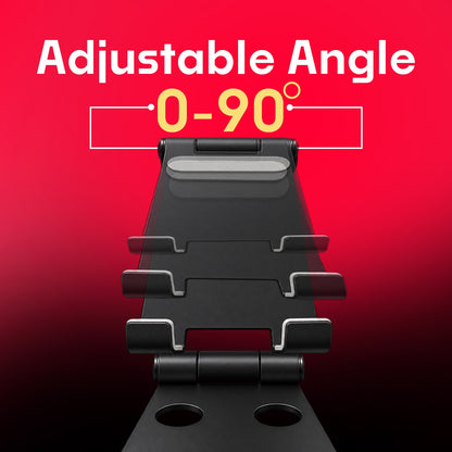 Adjustable Foldable Phone Stand | 180° Rotation, 0–90° Adjustable Angle & Strong Grip | Soroo SR-PHONEHOLDER-STN – Black